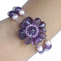 Pearl and amethyst floral bracelet Oriental Bloom Thailand