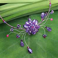Amethyst flower necklace Violet Bloom Thailand