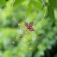 Carnelian flower necklace,