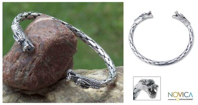 Sterling silver cuff bracelet, Power of Dragons