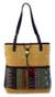 Leather and cotton handbag, 'Natural Rhythm' - Hill Tribe Patchwork Shoulder Bag (image 2a) thumbail