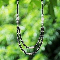 Coconut shell strand necklace,