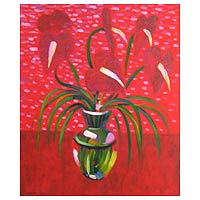 'Happy in Red' - Floral Acrylic Painting