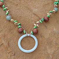 Jade and wood pendant necklace Nature s Embrace Thailand