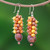 Pearl and carnelian cluster earrings, 'Golden' - Pearl Dangle Earrings thumbail