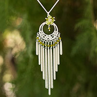 Peridot pendant necklace, 'Spring Sun' - Peridot pendant necklace