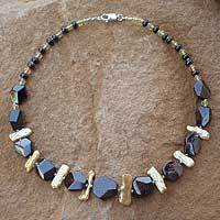 Gold plated pearl beaded necklace,