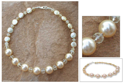 citrine beaded pearl necklace oriental sun novica