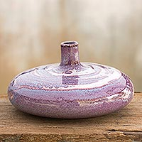 Celadon ceramic vase, 'Lavender Universe' - Fair Trade Celadon Ceramic Vase