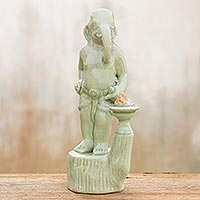 Celadon ceramic statuette Elegant Ganesha Thailand