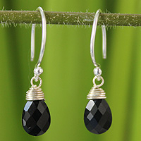 Black spinel dangle earrings Glowing Exotic Thailand