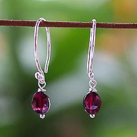 Garnet dangle earrings Glowing Exotic Thailand