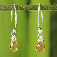 Citrine dangle earrings Dewdrops Thailand