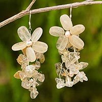 Pearl and quartz earrings,