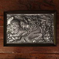 Aluminum repousse panel Defeating the Giant Thailand