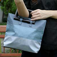 Silk handbag Cool Gray Parallels Thailand