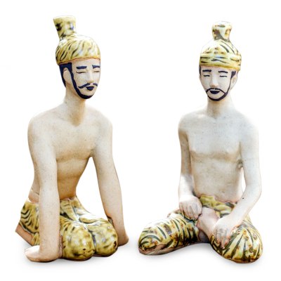 Celadon ceramic statuettes (Pair)