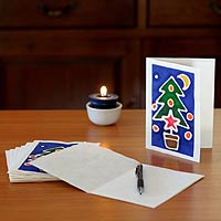 Environmental holiday greeting cards Christmas Tree set of 8 Thailand