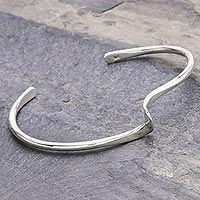 Sterling silver cuff bracelet, 'My Way' - Artisan Crafted Sterling Silver Cuff Bracelet
