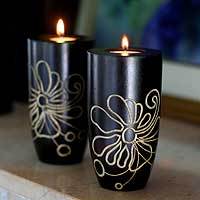 Mango wood candleholders,