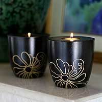Mango wood candleholders,