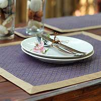 Silk and cotton table linens Golden Amethyst set for 4 Thailand