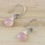 Rose quartz dangle earrings, 'Subtle' - Rose Quartz and Silver Earrings (image 2b) thumbail