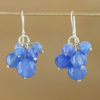 Sterling silver cluster earrings, 'Blueberry Friends' - Sterling silver cluster earrings