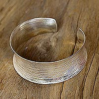 Handcrafted Hill Tribe Sterling Silver Cuff Bracelet,'Hypnotic Thai'