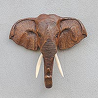 Teak wall sculpture Elephant Guardian Thailand