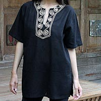 Cotton blouse Black Jasmine Thailand