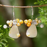 Pearl cluster earrings Golden Gardenia Thailand