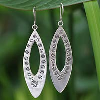 Sterling silver dangle earrings, 'Floral Wreath' - Artisan Crafted Sterling Silver Dangle Earrings