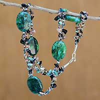 Multi gemstone beaded necklace, 'Magical Enchantment' - Handcrafted Gemstone Necklace in Turquoise Colors