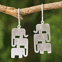 Sterling silver dangle earrings, 'Elephant Stack' - Sterling Silver Dangle Earrings