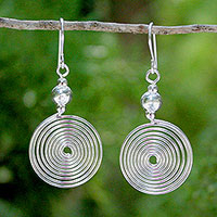 Sterling silver dangle earrings, 'Look Inside' - Unique Sterling Silver Dangle Earrings