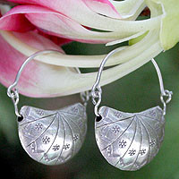 Silver half hoop earrings,