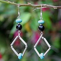 Agate dangle earrings,