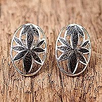 Coconut shell button earrings,