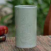 Celadon ceramic vase,