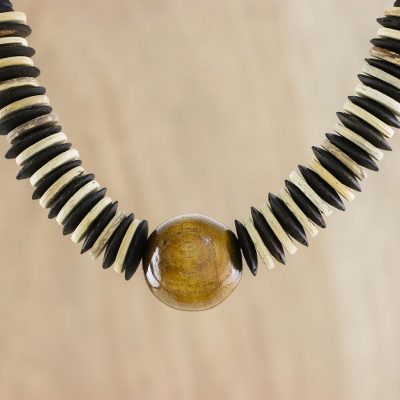 Coconut shell beaded necklace, Mocha Coco