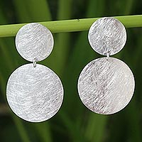 Sterling silver dangle earrings, 'Mythical Eclipse' - Handmade Sterling Silver Dangle Earrings