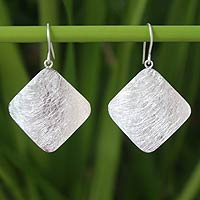 Sterling silver dangle earrings, 'Discretions' - Sterling silver dangle earrings