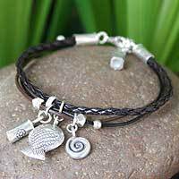 Leather charm bracelet,