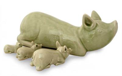 Celadon ceramic figurines (Set of 4)