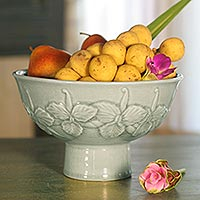 Celadon ceramic bowl Green Orchid Thailand