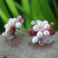 Pearl flower earrings,