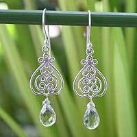 Prasiolite heart earrings,
