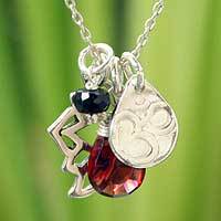 Garnet and onyx flower necklace,