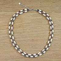 Pearl and garnet strand necklace Romantic Thai Thailand